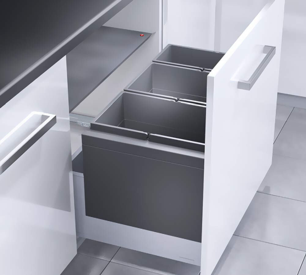 HAILO 3631881 Abfallsorter TRIPLE XL mit 3-fach-Trennung - 74 Liter Volumen / 2x 28 Liter u. 1x 18 Liter / 80 cm…