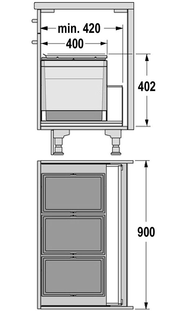 HAILO 3631981 Abfallsorter TRIPLE XL mit 3-fach-Trennung - 84 Liter Volumen / 3x 28 Liter / 90 cm Schrankbreite – Bild 2
