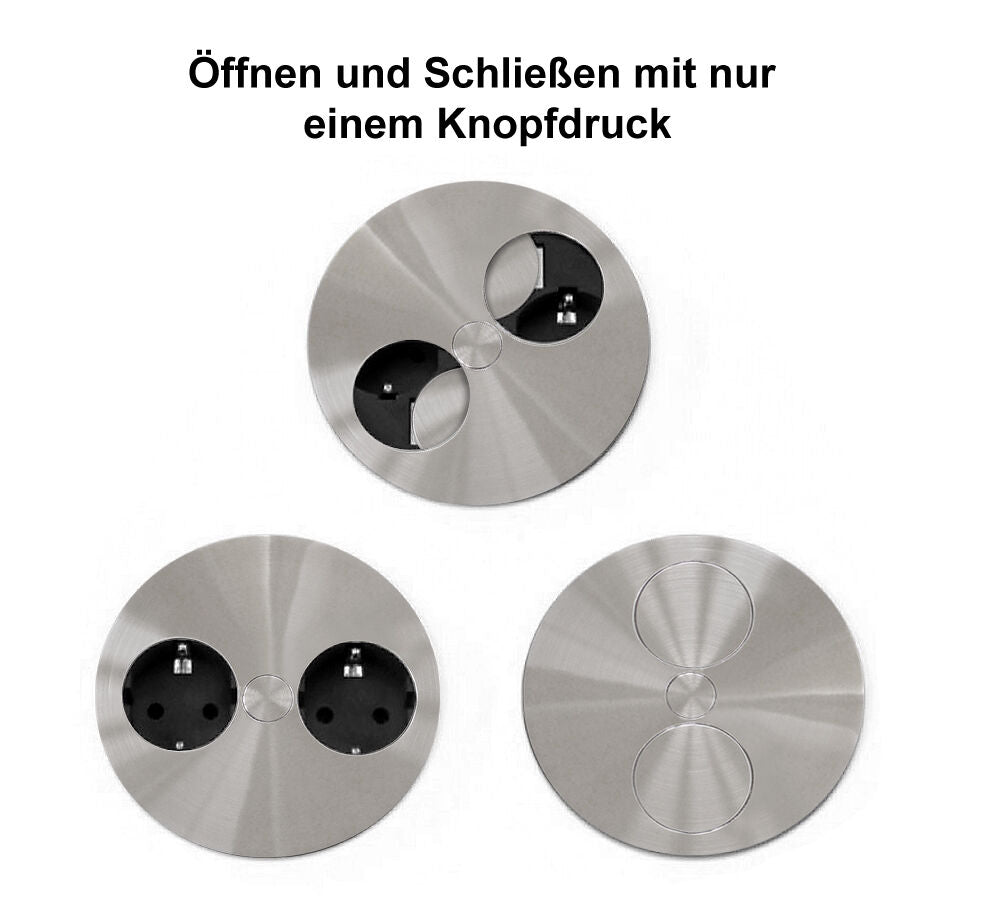 2-fach Steckdose TWIST zum Einbau in Arbeitsplatten / Tischsteckdose / Steckdose / Doppel-Steckdose – Bild 3