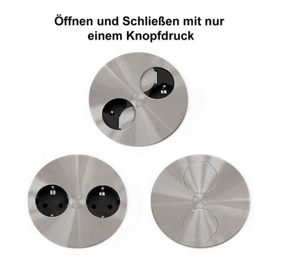 2-fach Steckdose TWIST zum Einbau in Arbeitsplatten / Tischsteckdose / Steckdose / Doppel-Steckdose – Bild 3