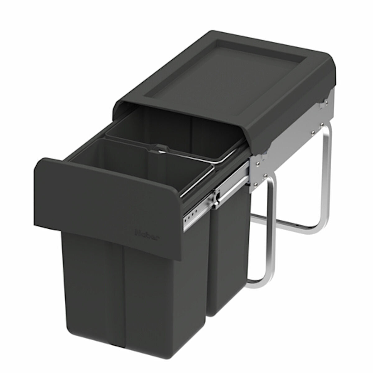 WESCO Abfallsorter CLAP 345 K/300-2 in Anthrazit mit 15 Liter (2x 7,5) Abfallvolumen - ab 30 cm Schrankbreite
