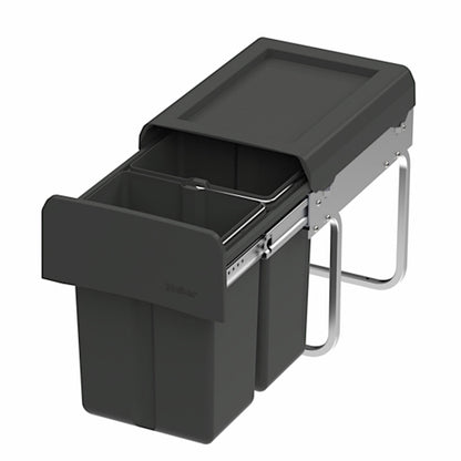WESCO Abfallsorter CLAP 345 K/300-2 in Anthrazit mit 15 Liter (2x 7,5) Abfallvolumen - ab 30 cm Schrankbreite