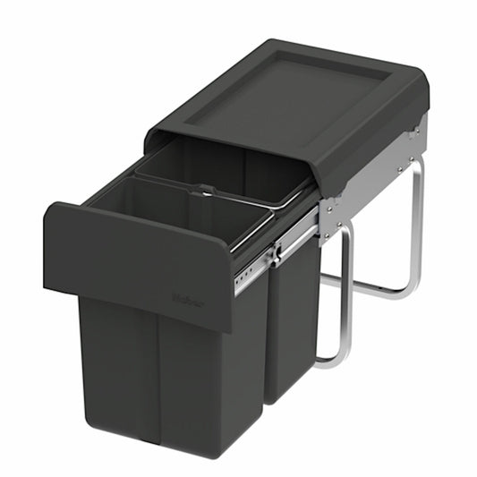WESCO Abfallsorter CLAP 345 K/300-2 in Anthrazit mit 15 Liter (2x 7,5) Abfallvolumen - ab 30 cm Schrankbreite