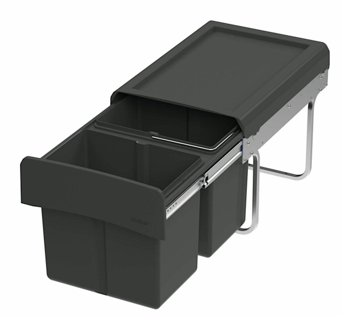 WESCO Abfallsorter CLAP 345 S/450-2 in Anthrazit mit 30 Liter (2x 15) Abfallvolumen - ab 45 cm Schrankbreite
