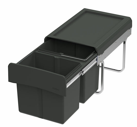 WESCO Abfallsorter CLAP 345 S/450-2 in Anthrazit mit 30 Liter (2x 15) Abfallvolumen - ab 45 cm Schrankbreite
