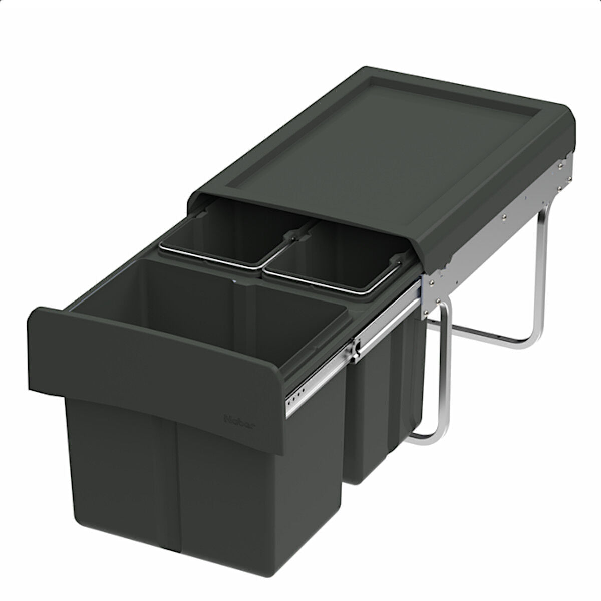 WESCO Abfallsorter CLAP 345 S/450-3 in Anthrazit mit 30 Liter (1x 15 u. 2x 7,5) Abfallvolumen - ab 45 cm Schrankbreite