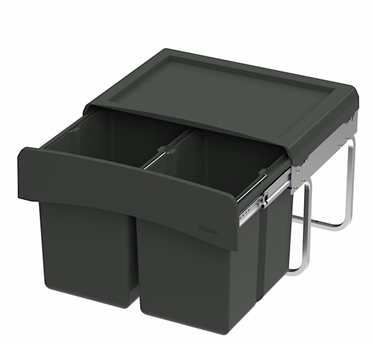 WESCO Abfallsorter CLAP 345 K/500-2 in Anthrazit mit 30 Liter (2x 15) Abfallvolumen - ab 50 cm Schrankbreite