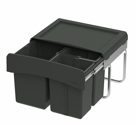 WESCO Abfallsorter CLAP 345 K/500-3 in Anthrazit mit 30 Liter (1x 15 u. 2x 7,5) Abfallvolumen - ab 50 cm Schrankbreite