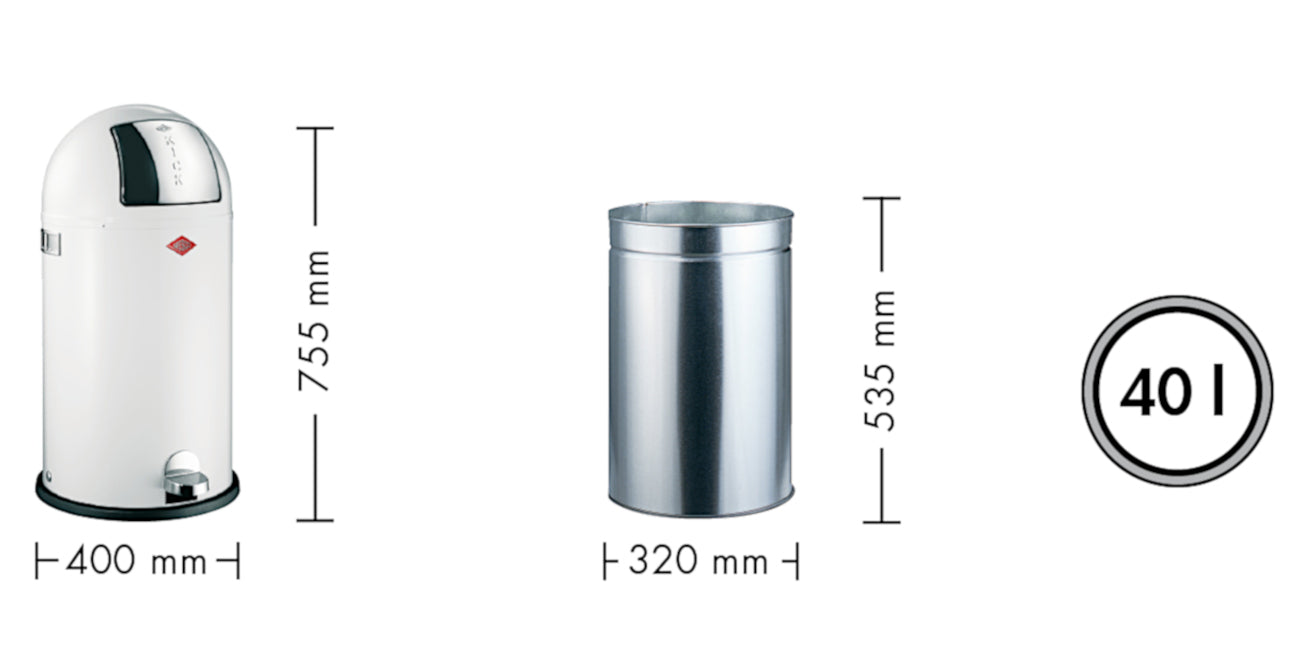 WESCO Tretabfalleimer KICKBOY mit 40 Liter Volumen / Abfallsammler / Mülleimer