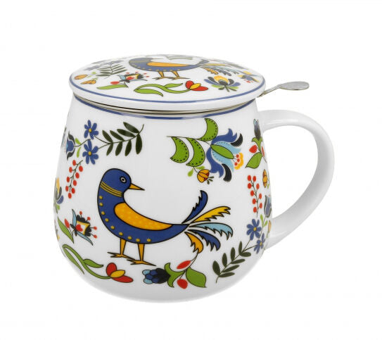 DUO ETNO Fassbecher 430 ml KASHUBIAN BIRD mit Teesieb, New Bone China Porzellan – Bild 3