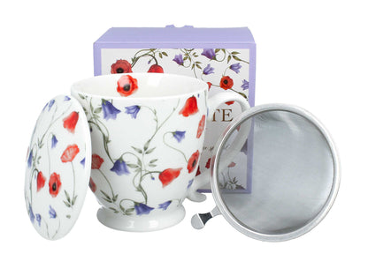 DUO Becher ANGELA mit Fuß, 500 ml, inkl. Deckel und Teesieb, New Bone China Porzellan