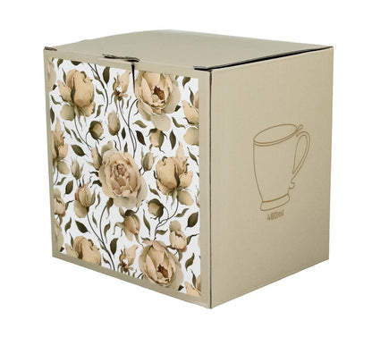 DUO Becher ENGLISH ROSES WHITE mit Fuß, 500 ml, inkl. Deckel und Teesieb, New Bone China Porzellan – Bild 6