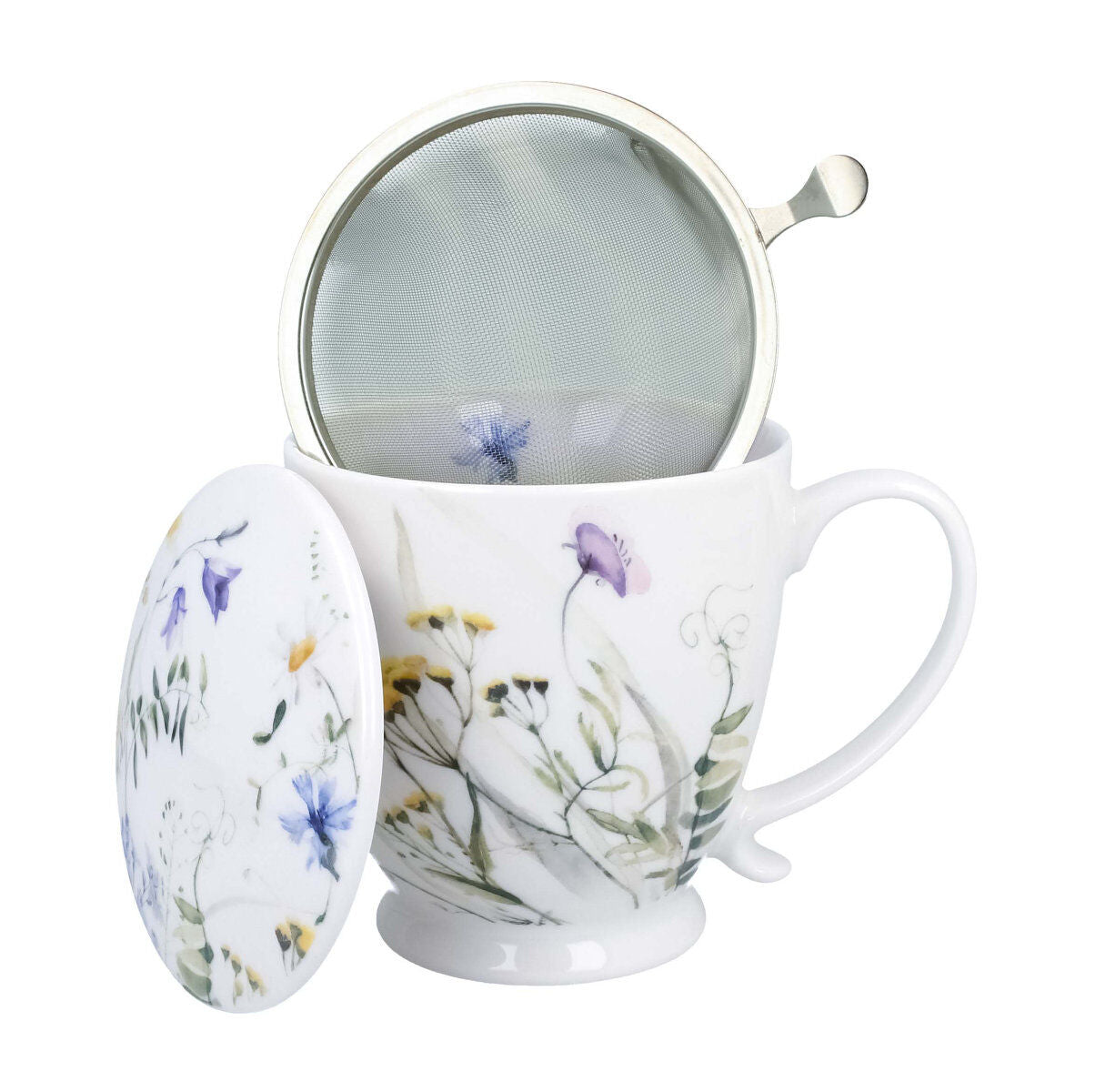 DUO Becher MELODY mit Fuß, 500 ml, inkl. Deckel und Teesieb, New Bone China Porzellan – Bild 2