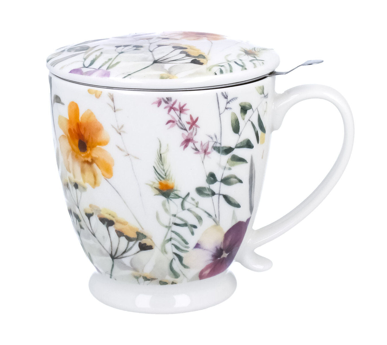 DUO Becher PANSY mit Fuß, 500 ml, inkl. Deckel und Teesieb, New Bone China Porzellan – Bild 3