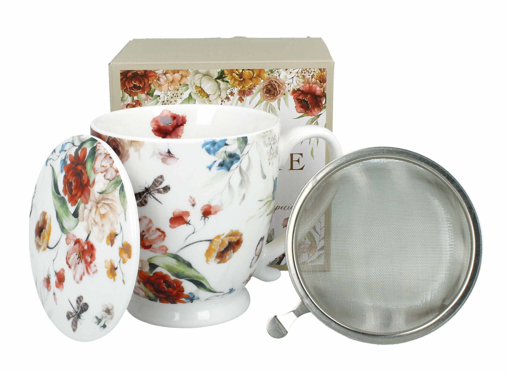 DUO Becher REBECCA mit Fuß, 500 ml, inkl. Deckel und Teesieb, New Bone China Porzellan – Bild 2
