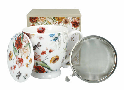 DUO Becher REBECCA mit Fuß, 500 ml, inkl. Deckel und Teesieb, New Bone China Porzellan – Bild 2