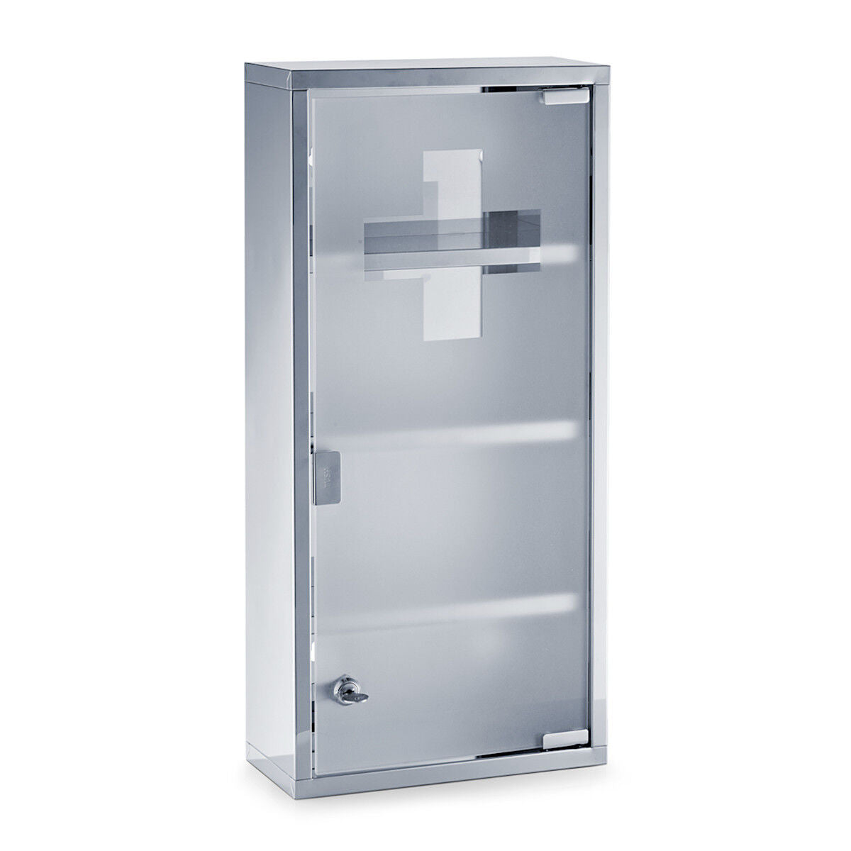 ZELLER 18112 Medizinschrank, Edelstahl/Glas, abschließbar / Arzneimittelschrank