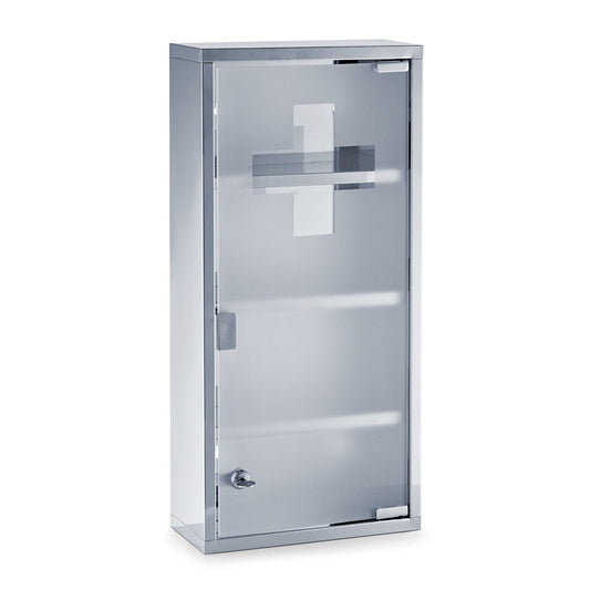 ZELLER 18112 Medizinschrank, Edelstahl/Glas, abschließbar / Arzneimittelschrank