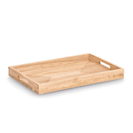 ZELLER 25663 Serviertablett STRIPES aus Gummibaum, 45,7 x 30,5 x 4,5 cm