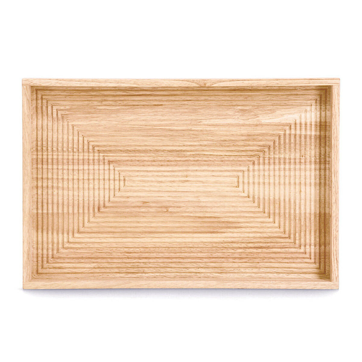 ZELLER 25663 Serviertablett STRIPES aus Gummibaum, 45,7 x 30,5 x 4,5 cm