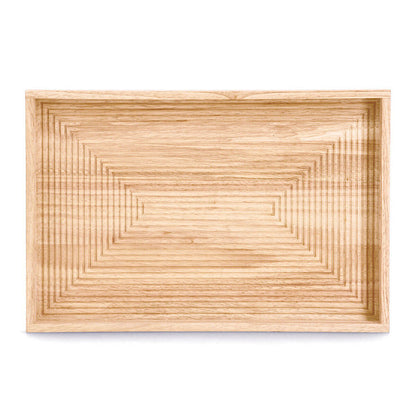 ZELLER 25663 Serviertablett STRIPES aus Gummibaum, 45,7 x 30,5 x 4,5 cm