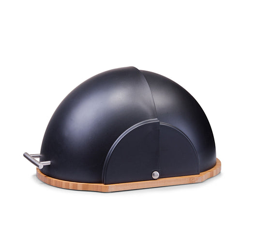ZELLER Brotkasten 27282 aus Bambus / Kunststoff, schwarz, 37 x 26 x 20,5 cm