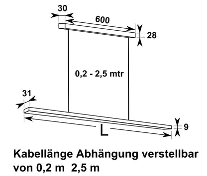 THEBO Pendelleuchte LED 150 mit verstellbaren Seilzügen zur Höhenverstellung / LED-Leuchten