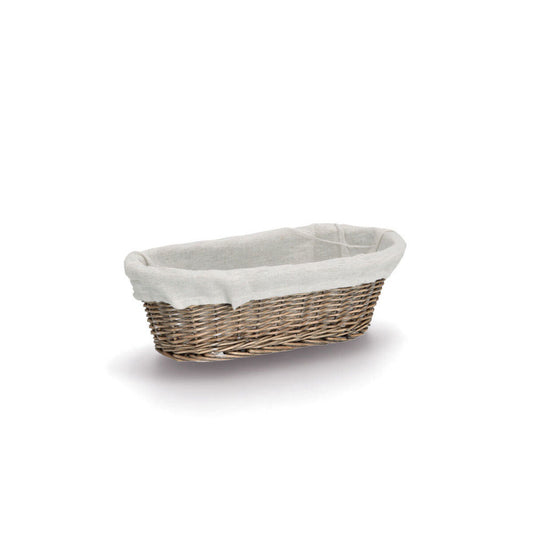 ZELLER Brotkorb 14176 mit Beutel, Weide und Canvas, 33 x 14 x 10 cm