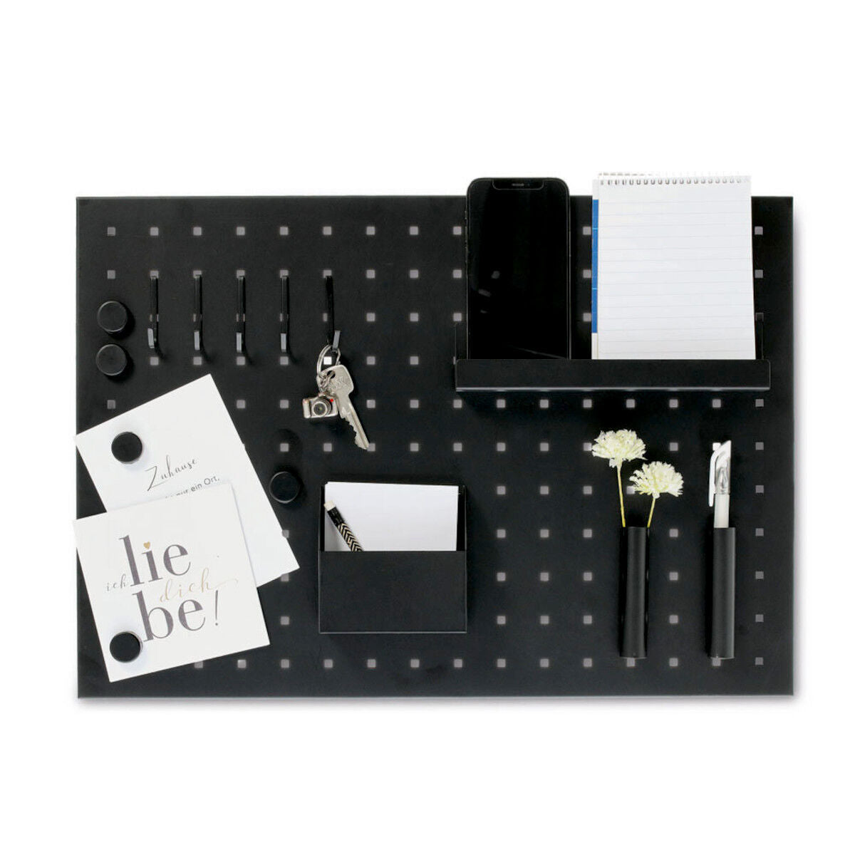 ZELLER 11137 Memoboard mit Utensilien, Metall, schwarz, ca. 50 x 35 cm
