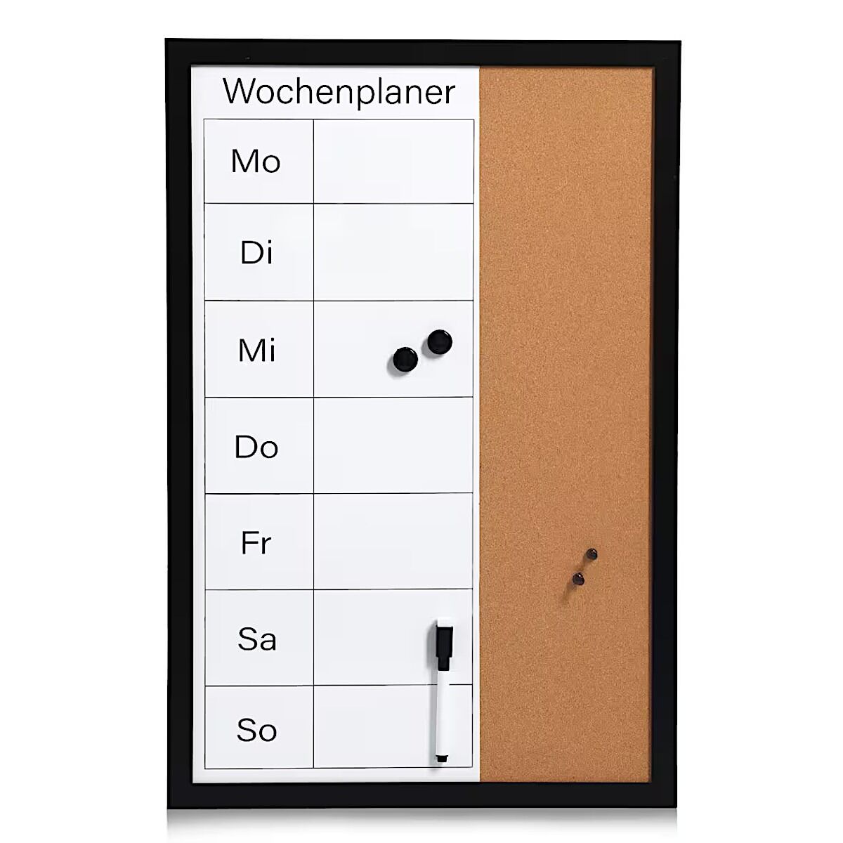 ZELLER Wochenplaner 11279 aus Kork/MDF, schwarz ca. 40 x 60 cm