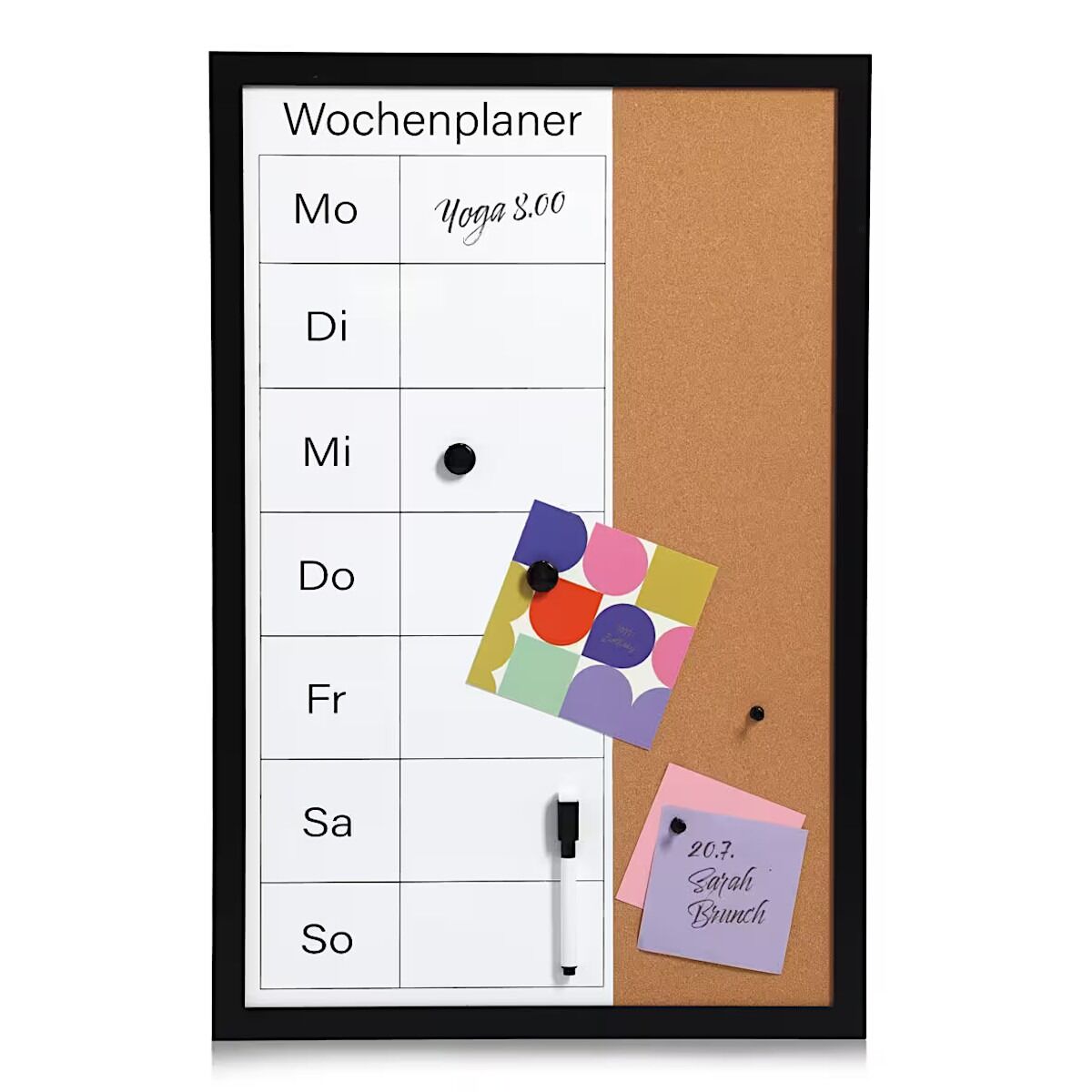 ZELLER Wochenplaner 11279 aus Kork/MDF, schwarz ca. 40 x 60 cm