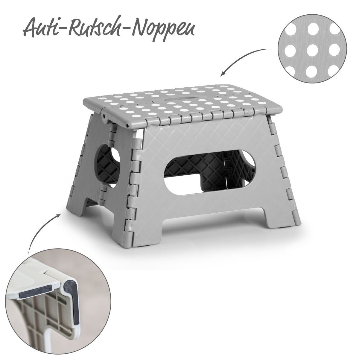 ZELLER Klapphocker 13030 aus Kunststoff, grau/ Tritt / Klappstiege