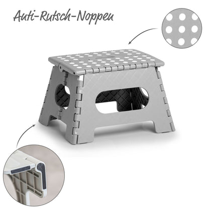 ZELLER Klapphocker 13030 aus Kunststoff, grau/ Tritt / Klappstiege