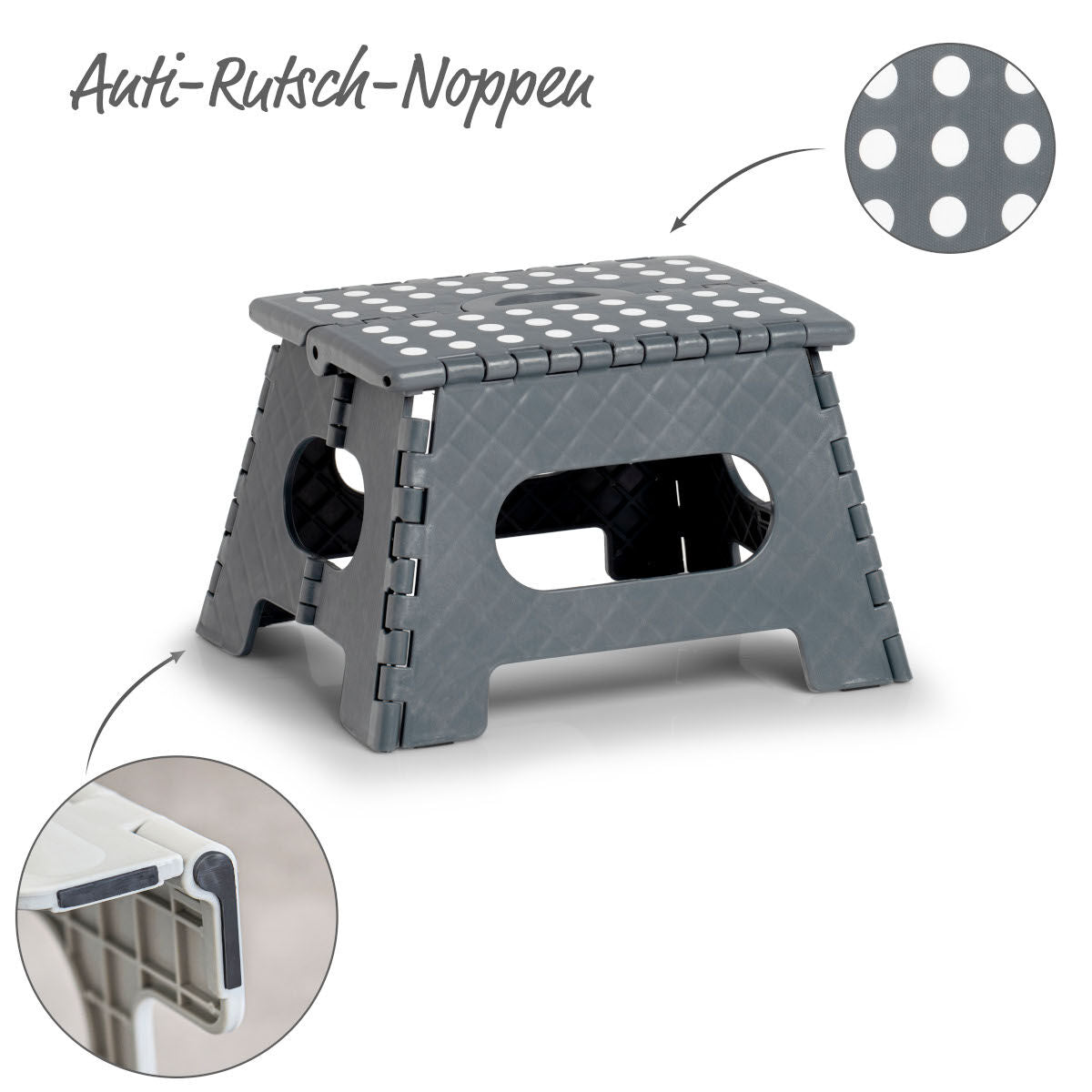 ZELLER Klapphocker 13031 aus Kunststoff, anthrazit / Tritt / Klappstiege