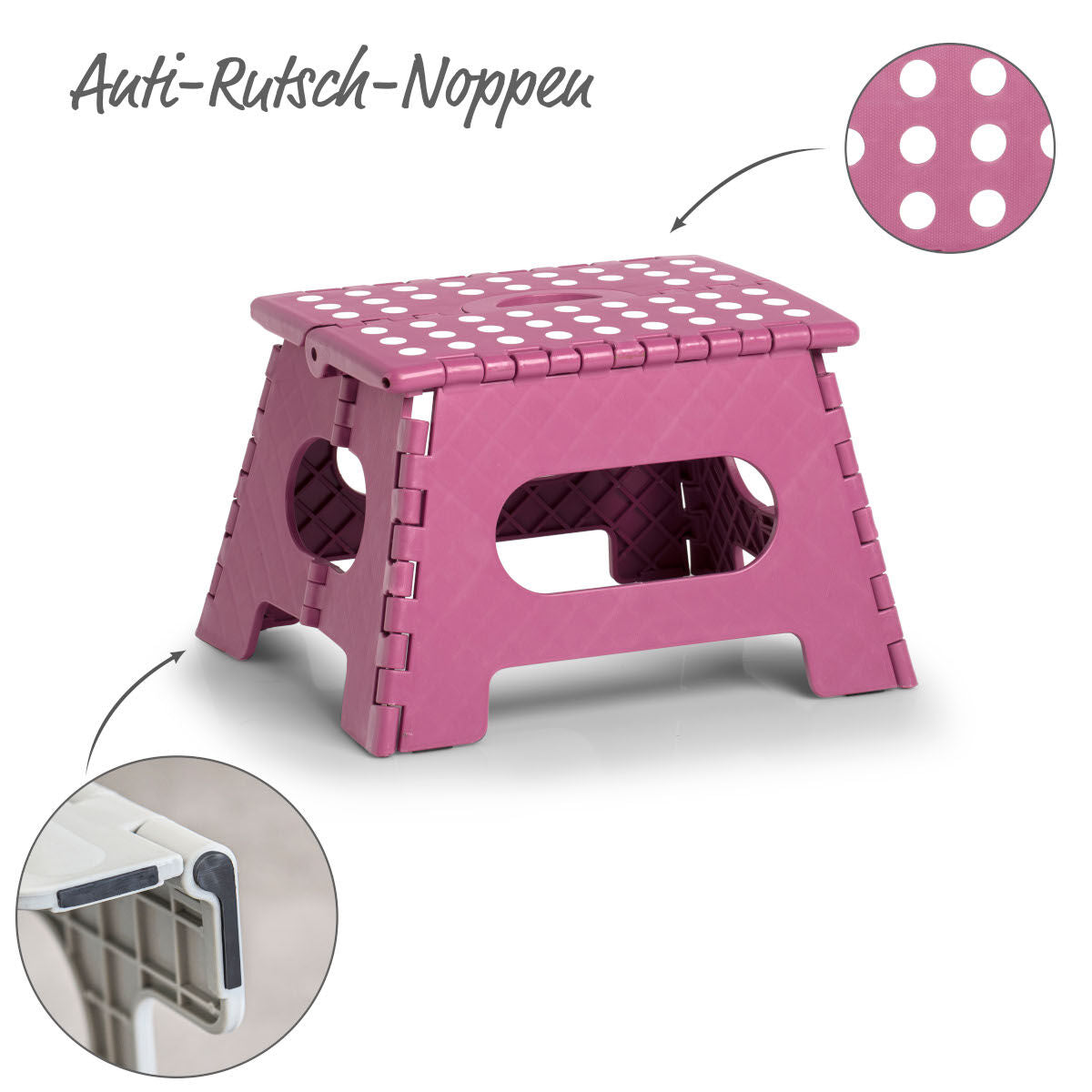 ZELLER Klapphocker 13033 aus Kunststoff, beere / Tritt / Klappstiege