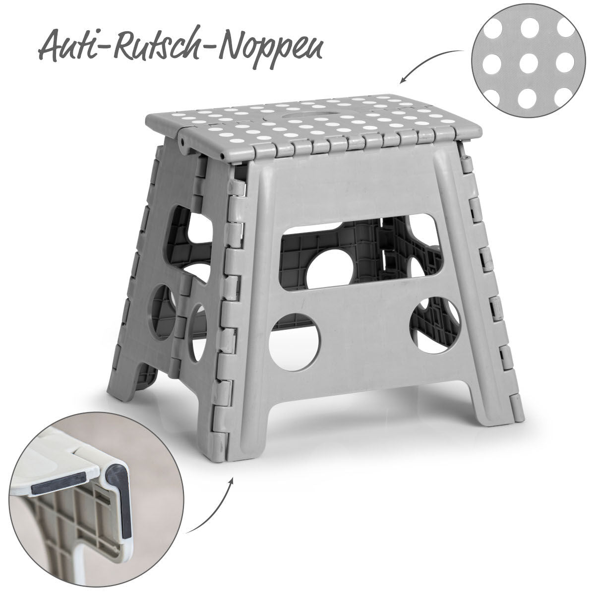 ZELLER Klapphocker 13034 aus Kunststoff, grau / Tritt / Klappstiege