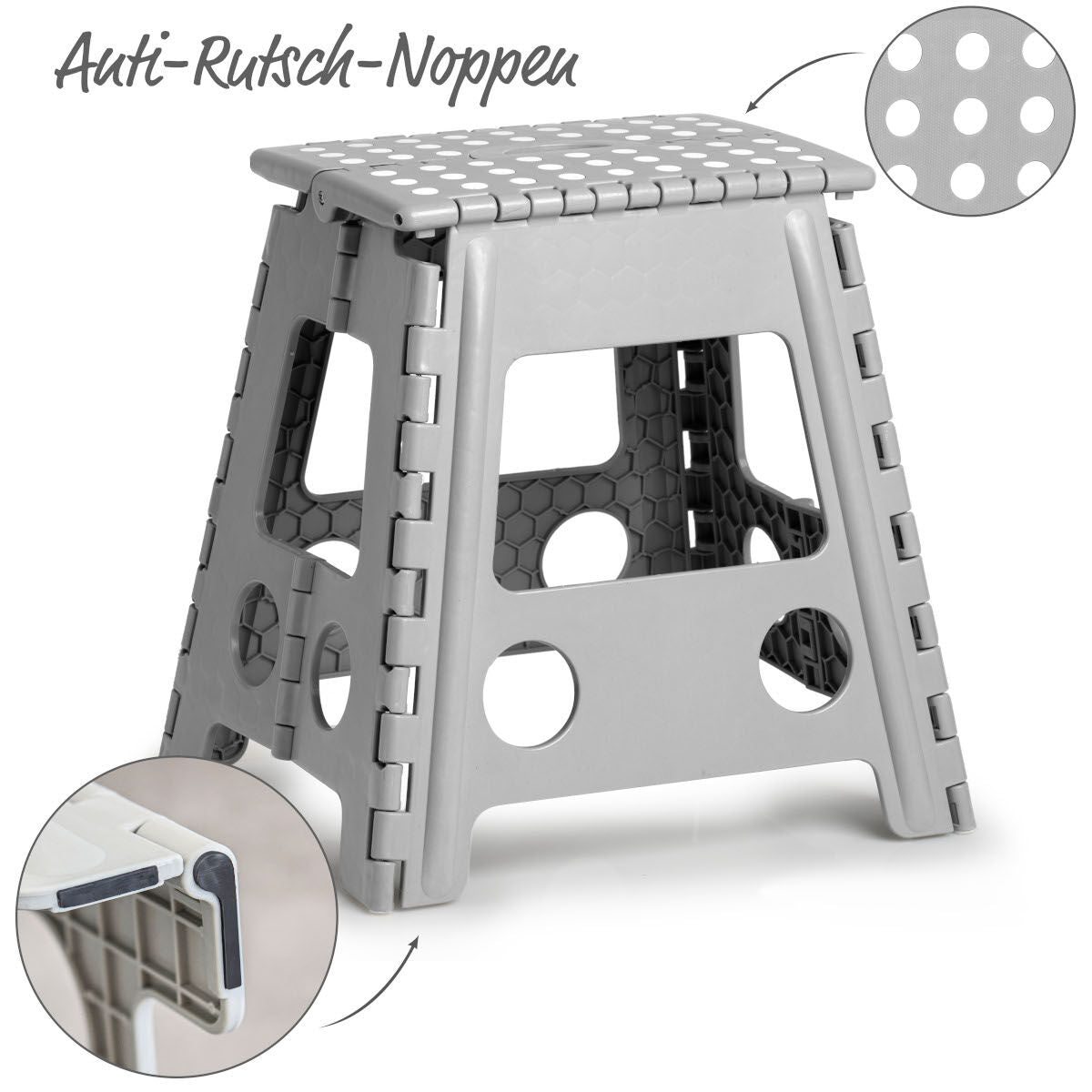 ZELLER Klapphocker 13036 aus Kunststoff, grau / Tritt / Klappstiege