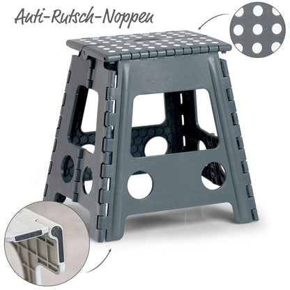 ZELLER Klapphocker 13037 aus Kunststoff, anthrazit / Tritt / Klappstiege