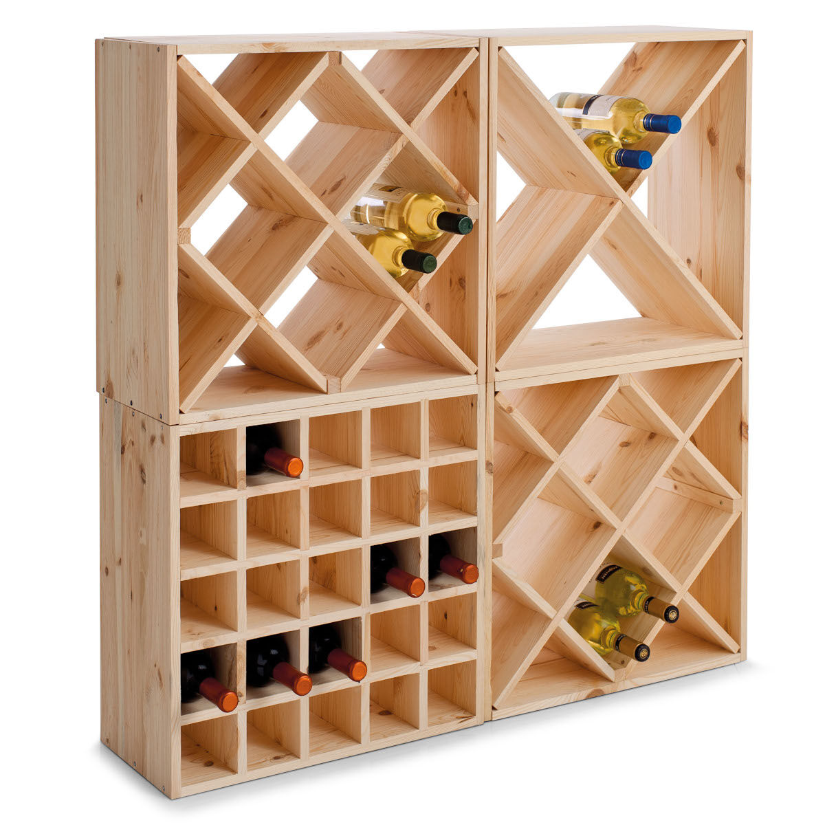 ZELLER Weinregal 13170 für 24 Flaschen, zertifiziertes Kiefernholz / Weinflaschen-Regalsystem