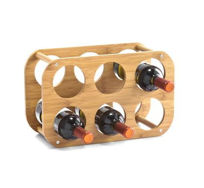 ZELLER 13559 Weinregal für 6 Flaschen, Bambus, ca. 38 x 16 x 24 cm / Weinflaschen-Regalsystem