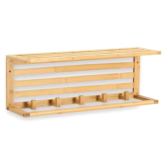 ZELLER 13828 Wandregal mit Haken, Bambus FSC zertifiziert, ca. 57 x 15 x 20 cm