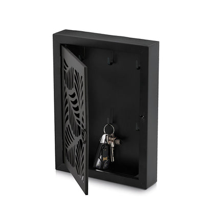 ZELLER 13853 Schlüsselkasten LEAVES aus Metall, schwarz / Schlüsselbox