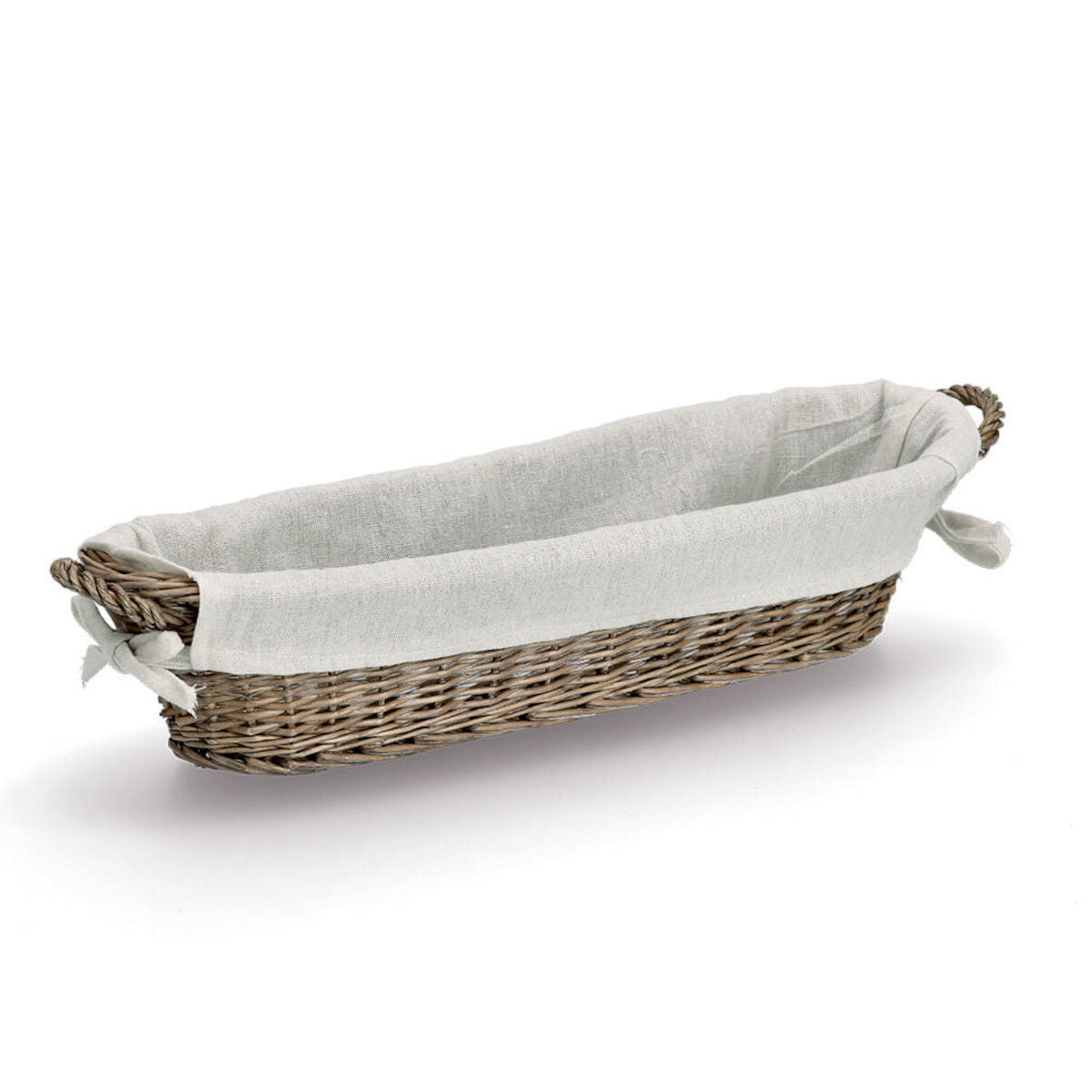ZELLER Baguette-Korb 14175 mit Beutel, Weide und Canvas, 49 x 14 x 10 cm