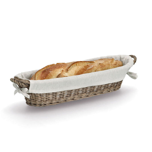 ZELLER Baguette-Korb 14175 mit Beutel, Weide und Canvas, 49 x 14 x 10 cm