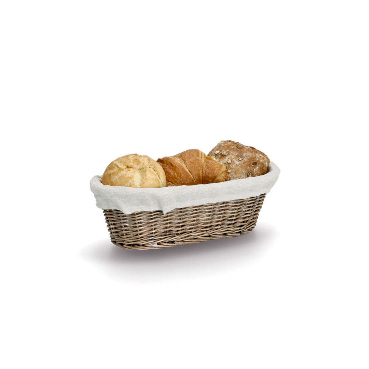 ZELLER Brotkorb 14176 mit Beutel, Weide und Canvas, 33 x 14 x 10 cm