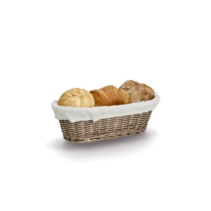 ZELLER Brotkorb 14176 mit Beutel, Weide und Canvas, 33 x 14 x 10 cm
