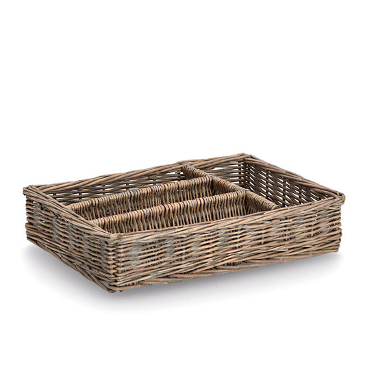 ZELLER Besteckkorb 14177 im Landhausstil, Weide, 35 x 26 x 7 cm