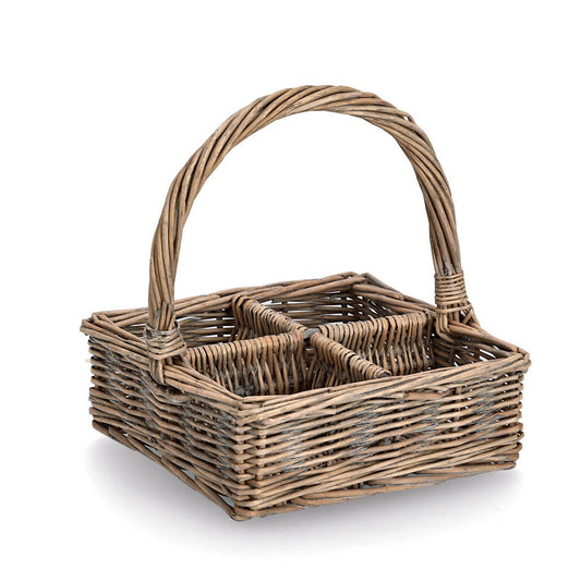 ZELLER Tragekorb 14178 im Landhausstil, Weide, 21 x 21 x 7/23 cm