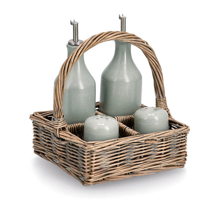 ZELLER Tragekorb 14178 im Landhausstil, Weide, 21 x 21 x 7/23 cm