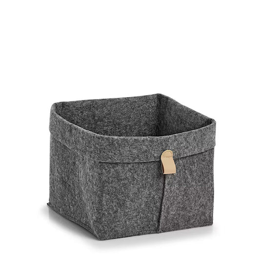 ZELLER 14391 Aufbewahrungskorb aus Filz, anthrazit ca. 24 x 24 x 20-25 cm